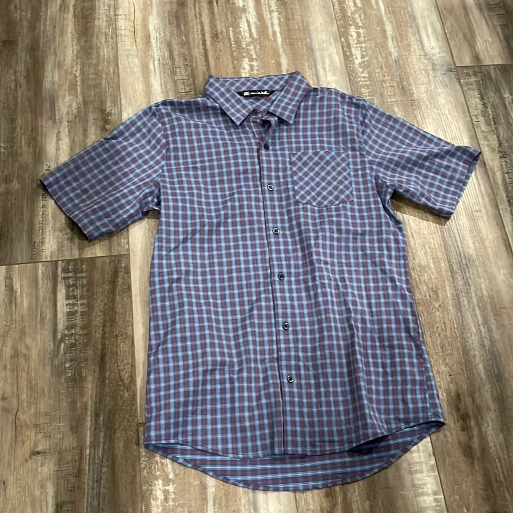 Travis Mathew Plaid Button Down Performance Shirt - image 1